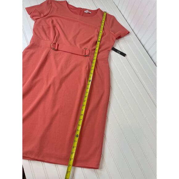 NWT New York and Company Peach Midi Sheath Dress Short Sleeve Office Size XXL - Picture 4 of 6